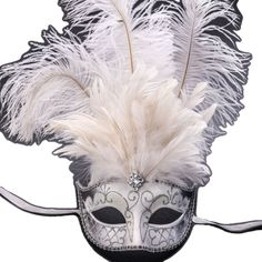 The Mask, Ribbon Tie, Silk Ribbon, Paper Mache, White Silver, Silver Color, Mask, Glitter, Women Accessories