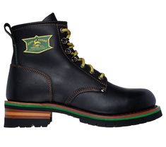 Rugged style and comfort meet in Skechers x John Deere: Cascades. This casual lace-up boot features a leather upper with embroidered John Deere logo, Skechers Air-Cooled Memory Foam cushioned insole, and a durable Goodyear welt midsole. Two iconic American brands, trusted for quality and innovation, unite to bring uncompromising durability and comfort. Fusing John Deere's rich heritage with Skechers' comfort technologies, this style delivers the perfect blend of style and durability for work, outdoors and the street. | Skechers Men's John Deere: Cascades Boots | Medium Width | From the Skechers x John Deere collection | Skechers Air-Cooled Memory Foam cushioned comfort insole | Goodyear welt construction for added durability | Lace-up leather upper with embroidered John Deere logo | 5 1/2- John Deere Logo, Summer Clearance Sale, Summer Clearance, Rugged Style, Wide Shoes, American Brand, Mens Shoes Boots, Goodyear Welt, 4 Inch Heels