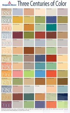 three centuries of color in different colors and sizes, with the same font on each side