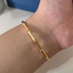 The Bamboo bracelet - anti tarnish and waterproof Order via DM💖 Bamboo Bracelet, Velvet Accessories, Dainty Jewellery, Gold Jewelry Outfits, Jewelry Ornaments, Bangles Jewelry Designs, Wedding Jewellery, Bangles Jewelry, Dainty Jewelry