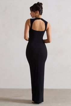 Captivate from all angles in Alexa, our black ruched maxi dress. Cut in premium jersey with an elegant high neck and simple silhouette, featuring a gathered centre drape and open back. Style Alexa with an elegant updo and strappy sandals. Features - Premium jersey- Bodycon fit - High neckline - Sleeveless- Gathered centre drape - Open back- Invisible zip closure- Maxi length Sizing & Fit Model is 5'8" and wears UK size 8 / US size 4 Product Information Designed exclusively by Club L London Fully lined with good stretchPremium jersey in Black (95% Polyester, 5% Elastane) 155cm total length SKU: CL129966002 Dress With Drape, Gathered Maxi Dress, Velvet Prom Dress, Ruched Maxi Dress, Black Dress Prom, Black Tie Gala, Simple Silhouette, Party Dress Long Sleeve, Elegant Updo