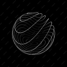 a black and white photo with lines in the shape of a ball on a dark background