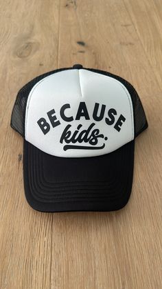 *Because Kids* White/Black Trucker Hat  Adjustable Snapback tag us @rowdiethreads Mother Hustler Hat | Trucker hat | Mother Hustler | Mom Life | Motherhood | Mom Boss | Mama Trucker hat Adjustable Trucker Hat With Letter Print And Flat Brim, Adjustable Dad Hat With Letter Print In Trucker Style, Adjustable Trucker Dad Hat With Letter Print, Casual Trucker Hat With Letter Print And Curved Bill, Flat Brim Trucker Hat With Letter Print, White Hat With Letter Print, One Size, Fun 5-panel Hat With Letter Print, Adjustable White Baseball Cap With Letter Print, Trendy Trucker Hat With Letter Print And Flat Brim