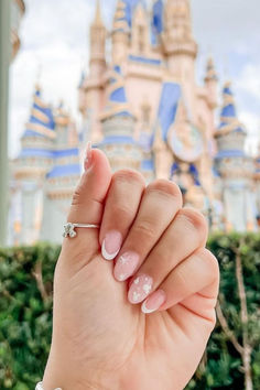 Cute disney nails with mickey mouse and french tip Round Disney Nails, Disney Pink Nails Design, Disney Nail Ideas For Short Nails, Understated Disney Nails, Disney Dip Nail Designs, Disney French Tips, Disney Hair Ideas, Pastel Disney Nails, Magic Kingdom Nails