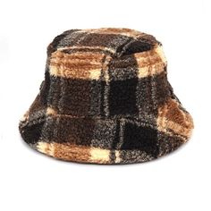 brown plaid fuzzy bucket hat boogzel clothing 90s Retro Fashion, Retro Summer Outfits, Summer Outfit Accessories, Fuzzy Bucket Hat, Winter Bucket Hat, Fur Bucket Hat, Bucket Hat Women, Fish Man, Fisherman Hat