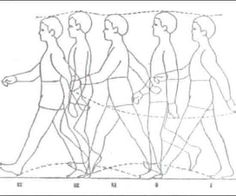 a line drawing of people walking in different directions