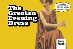 "The Grecian Evening Dress This vintage women's pattern is easy to sew.  This Grecian-style evening dress, with its fluid lines, has a feminine and elegant simplicity. The main feature of the dress is that it has no side seams. This causes it to fall in flowing folds at the sides. The pattern is based on a tube shape, and is extremely easy to make up. Things happen in this feminine Grecian gown. Its flowing draperies change gracefully with every movement, making an eye-catching attraction which can turn even a casual stroll into a romantic occasion. The style is so loose fitting that the pattern lends itself easily to multiple sizes.  Available in all extra large sizes! This is PDF pattern. There is no physical product mailed to you. NO REFUNDS on digital download. INSTANT DOWNLOAD! Get it Evening Dress Sewing Patterns, Grecian Gown, Dress Sewing Pattern, Vintage Women, Greek Goddess, Sewing Dresses, Simple Patterns, Vintage Patterns, Easy Sewing