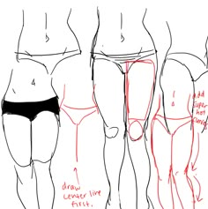 the diagram shows how to draw butts for men and women in different positions, from front to back