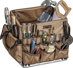 a tool bag filled with lots of tools