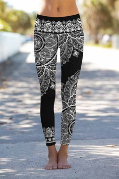 Yoga Leggings, Mandala Pants, Festival Clothing Women D E S C R I P T I O N Designed, printed, and sewn by hand in Miami, FL True to size High waisted  Full-length Recycled Buttery soft C A R E & D E T A I L S High-quality 4-way stretch shiny tricot 82% microfiber poly 18% spandex Machine wash warm Hang dry Mandala Pants, Boho Leggings, Sporty Crop Top, Spiritual Clothing, Pineapple Clothes, Festival Outfits Women, Sporty Looks, Stylish Women Fashion, Legging Outfits