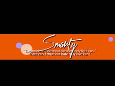 an orange and black banner with the words smart