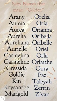 the names of baby names that mean golden