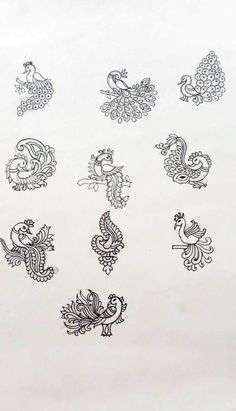 a white sheet with different designs on it