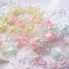 Candy Star Bracelet – Pastel Kitten Start Bracelet, Milky Planet, Pink Cutecore, Uchuu Kei, Candy Bracelet, Kandi Bracelets, Bead Charms Diy, Rainbow Aesthetic, Kawaii Jewelry