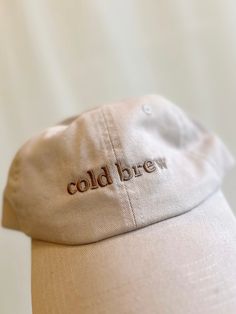 Calling all cold brew lovers! We are OBSESSED with our new coffee hats. The faded khaki with mocha brown embroidery is perfection. adjustable one size fits most Hats are final sale. Caps Game, Brown Embroidery, Mocha Brown, Cap Design, Cold Brew, Ball Cap, Mocha, Final Sale, Baseball Hats