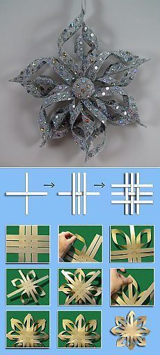 an ornament made out of paper and cut into snowflakes, with instructions to make it