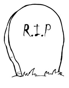 a black and white drawing of a tombstone with the word rip on it's face