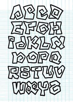 graffiti font and numbers with black ink on white paper