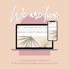 the grace and grit creative website is displayed on a laptop, with an iphone next to it