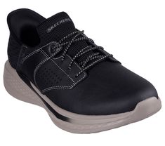 Step into convenient walking comfort with Skechers Slip-ins Relaxed Fit Slade - Macklin. Designed with our exclusive Heel Pillow , this stretch-laced style features a leather, mesh and synthetic upper, charcoal-infused Skechers Air-Cooled Memory Foam insole and Skechers Goga Mat Arch support. | Skechers Men's Slip-ins RF: Slade - Macklin Sneaker | Medium Width | Skechers Hands Free Slip-ins for an easy fit | Exclusive Heel Pillow holds your foot securely in place | Skechers Air-Cooled Memory Foam cushioned comfort insole | Charcoal infused insole helps neutralize potential odor | Skechers Goga Mat Arch cushioning for added support | Relaxed Fit for a roomy comfort fit at toe and forefoot | Leather, mesh and synthetic upper with stretch laces | Flexible traction outsole | 1 1/4-inch heel he Mens Skechers, 4 Inch Heels, Stretch Lace, Arch Support, Hands Free, Effortless Style, Special Features, Memory Foam, Shoes Mens