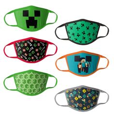 Child's Face Covering featuring Minecraft Characters - 6 different prints.These reusable fabric face masks are designed to fit over your nose and mouth while offering a lightweight feel for more comfortable wear. Built-in ear loops secure the mask Minecraft Characters, Face Mask Set, Minecraft Designs, Face Covering, The Mask, Craft Activities For Kids, Face Coverings, Face Cover, Craft Activities