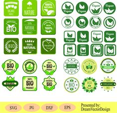 green labels and stickers for organic products