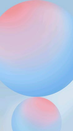 two blue and pink balls are shown in this artistic photo, with one red ball at the bottom