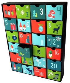 a multicolored christmas themed calendar with numbers