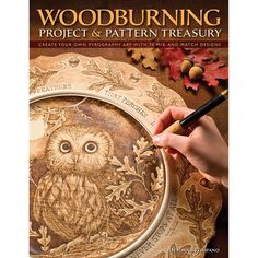 a book cover with an owl on it and the title woodburning project & pattern treasury