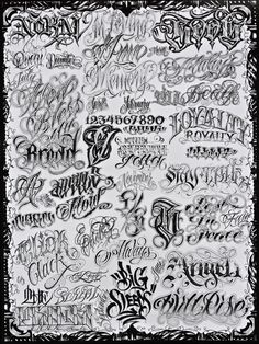 an image of some type of lettering that is black and white with the words written on it