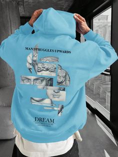 Baby Blue Casual Collar Long Sleeve Fabric Graphic,Letter Pullovers Embellished Medium Stretch  Men Clothing Blue Hoodie Outfit Men, Oversized Hoodie Outfit Men, Hoddies Outfits Men, Blue Hoodie Outfit, Hoddies Outfits, Oversized Hoodie Outfit, Baby Blue Outfit, Mens Fall Outfits, Hoodie Outfit Men