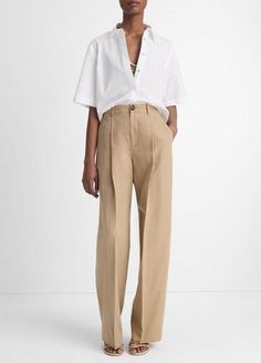 Buy High-Waist Tailored Wide-Leg Trouser for USD 345.00 | Vince Baby Clothes Sale, Trousers Details, Cropped Shirt, Sweater Collection, Japanese Cotton, Trouser Style, Menswear Inspired, Tailored Trousers, Tee Dress