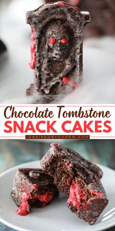 Need a simple Halloween dessert? Impress everyone with these Chocolate Tombstone Snack Cakes! They're a Halloween treat to make using a chocolate cake recipe. Paired with a red marshmallow creme filling, they're a spooky Halloween party idea! Tombstone Cake, Halloween Dessert Recipe, Bread Olive Oil, Halloween Treats To Make, Blueberry French Toast Casserole, Chocolate Halloween, Snack Cakes, Halloween Tricks, Halloween Food Desserts