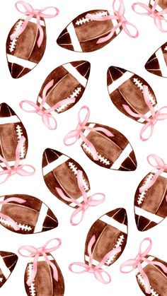 seamless pattern with footballs and pink ribbon on white background for fabric or wallpaper