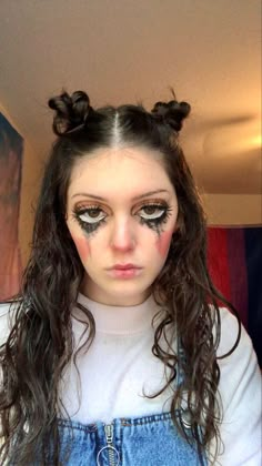 creepy doll makeup sad looking Haunted Doll Costume Makeup, Scary Doll Makeup Easy, Creepy Baby Doll Makeup, Ragdoll Makeup Halloween, Easy Creepy Doll Makeup, Zombie Doll Costume, Scary Doll Halloween Makeup, Halloween Doll Makeup Scary