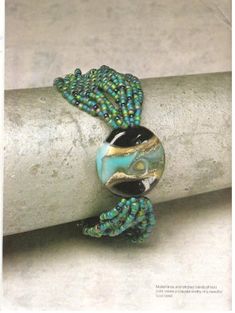 Handmade Glass bead w coordinating seed bead bracelet band Cuffs Bracelets, Bead Projects, Wrist Candy, Button Bracelet, Beading Ideas, Bracelet Ideas, Hand Jewelry, Beads And Wire, Bijoux Diy