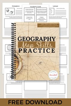 a book with the title,'free printable map skills practice guide '