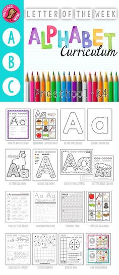 the alphabet and letter worksheet is shown with colored pencils in front of it