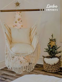 boho Christmas decor Hanging Chair Bedroom, Bedroom Crochet, White Hanging Chair, Bedroom Hanging Chair, Beige Pillow Covers