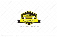 taxi cab logo for sale on the road with ribbon and black and yellow color scheme