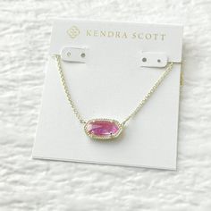 Authentic Kendra Scott Elisa Fuchsia Kyocera Opal Gold Pendant Necklace New Jewelry Pouch Included 0.63"L X 0.38"W Stationary Pendant, 15" Chain With 2" Extender Preppy Jewlery, Ballet Shoes Necklace, Jewelry Kendra Scott, Kendra Scott Elisa, Preppy Jewelry, Kendra Scott Necklace, Beads Bracelet Design, Jewelry Accessories Ideas, Jewelry Essentials