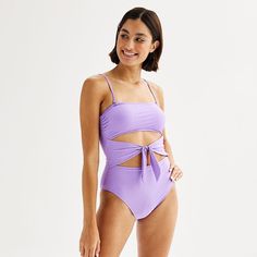 Go for a swim in style in this juniors' Ninety-Nine° bandeau one-piece swim suit. Click on this WOMEN'S GUIDE to find the perfect fit and more! Go for a swim in style in this juniors' Ninety-Nine° bandeau one-piece swim suit. Click on this WOMEN'S GUIDE to find the perfect fit and more! FEATURES Soft construction Removable cups Sleeveless Partially lined Wireless SquareneckFIT & SIZING Removable straps Moderate coverageFABRIC & CARE Nylon, metallic, spandex Lining: polyester Hand wash and line d Solid Color Bandeau Swimwear For Swimming, Solid Strapless Swimwear For Swimming, Solid Bandeau Swimwear For Swimming, Strapless Swimwear For Swimming, Solid Color Bandeau Tankini For Swimming, Solid Color Strapless Swimwear, Purple Bandeau Swimwear For Swimming, Purple Bandeau Swimwear, Strapless Purple Swimwear For Summer