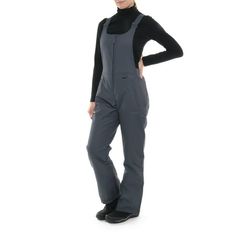 The Women's Essential Snow Bib Overall Pant keeps you warm at temperatures from -20 to +35 depending on your level of activity. It is wind, water, and snow-resistant. Adjustable comfort suspenders allow for the perfect fit with elasticized side gussets for maximum motion. An excellent choice for your everyday snow or ski bib. Size: 2X (20W-22W).  Color: Gray. Snow Pants Women, Bib Snow Pants, Plus Size Winter, Bib Overalls, Women Essentials, Snow Pants, Costume Outfits, Rain Wear, Outdoor Outfit