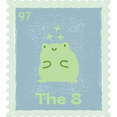 a stamp with the number nine on it and an image of a cartoon character in green