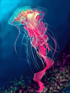 a colorful jellyfish floating in the ocean