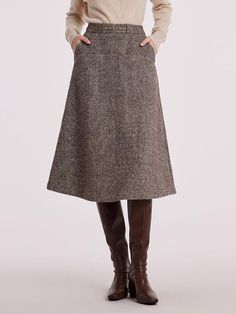 Waisted Washable Woolen Skirt Midi Skirt Outfit Winter, Warm Skirts, Champagne Taste, Winter Skirt Outfit, 60 Fashion, Old Money Style, Winter Skirt, Heritage Fashion, Wool Skirts