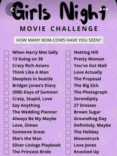 Movie Marathon Ideas, 30 Day Movie Challenge, Expectations Of Women, Marathon Ideas, Action Movies To Watch, Movie Challenge, Girls Night Movies, Best Teen Movies