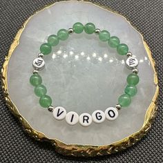 Virgo Bracelet / Made With Green Aventurine -Handmade Adjustable Aventurine Stretch Bracelet Gift, Aventurine Beaded Bracelet As Gift, Green Themed Beaded Bracelets, Green Handmade Spiritual Bracelets, Adjustable Green Spiritual Bracelets, Green Aventurine Beaded Crystal Bracelet, Virgo Bracelet, Bead Business, Bracelet Inspiration