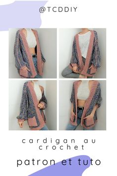 the instructions for how to crochet an open cardigan sweater in 3 easy steps