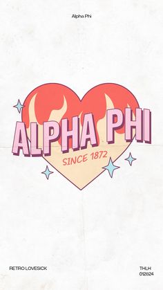 the back cover of an album with a heart and stars on it that reads,'alpha phi since 1932 '